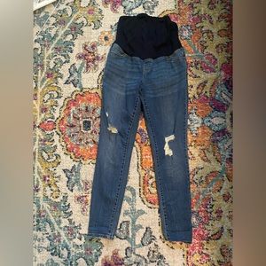 Low Rise Distressed Maternity Jeans